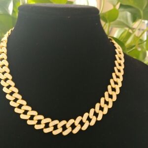 Gold Cz Cuban Chain Necklace